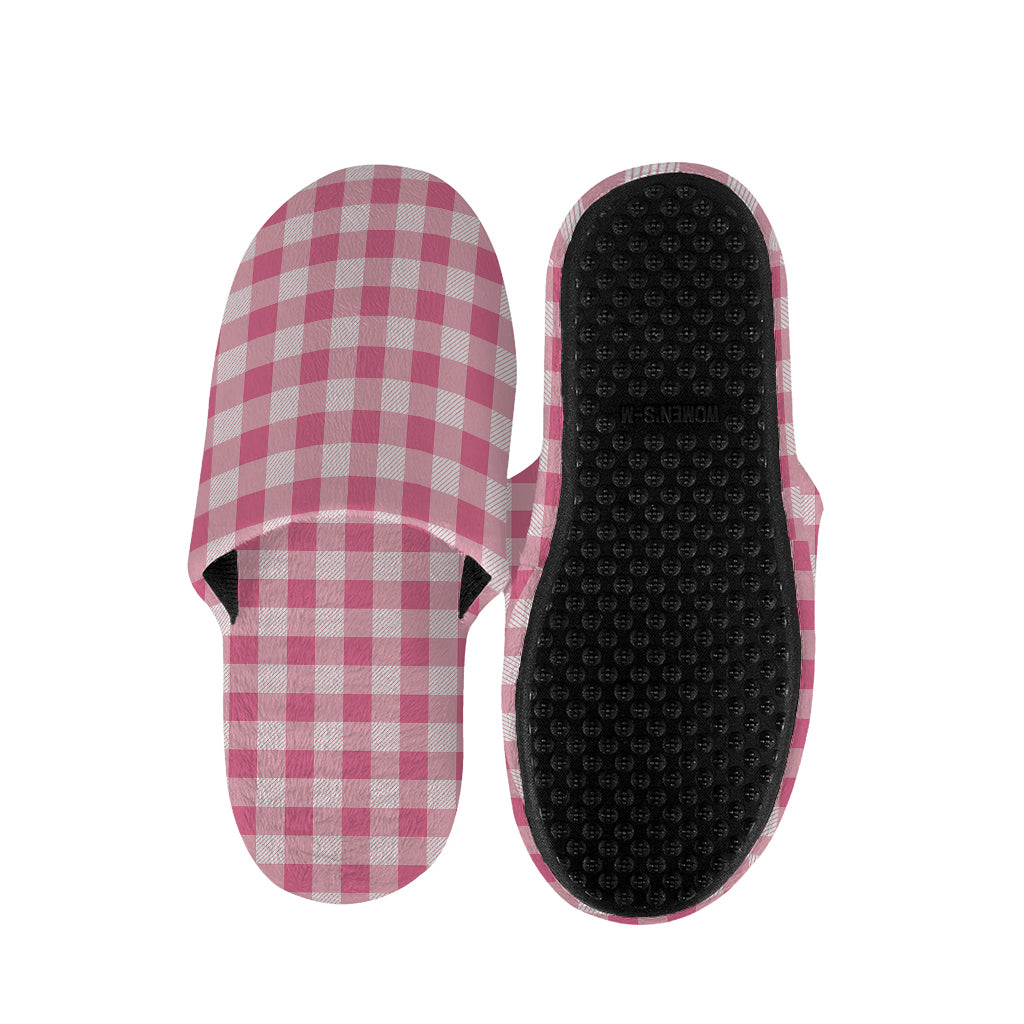 Pink Check Pattern Print Slippers