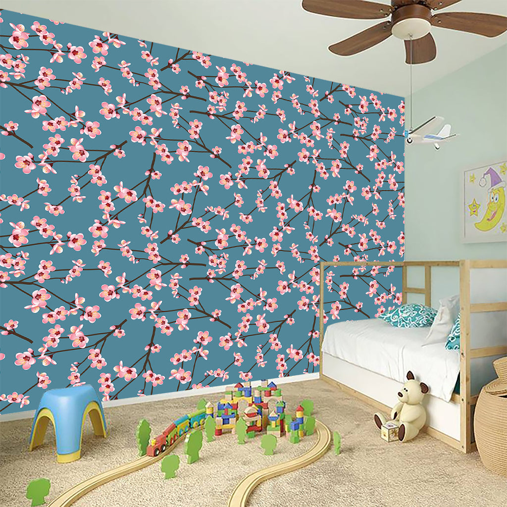Pink Cherry Blossom Pattern Print Wall Sticker