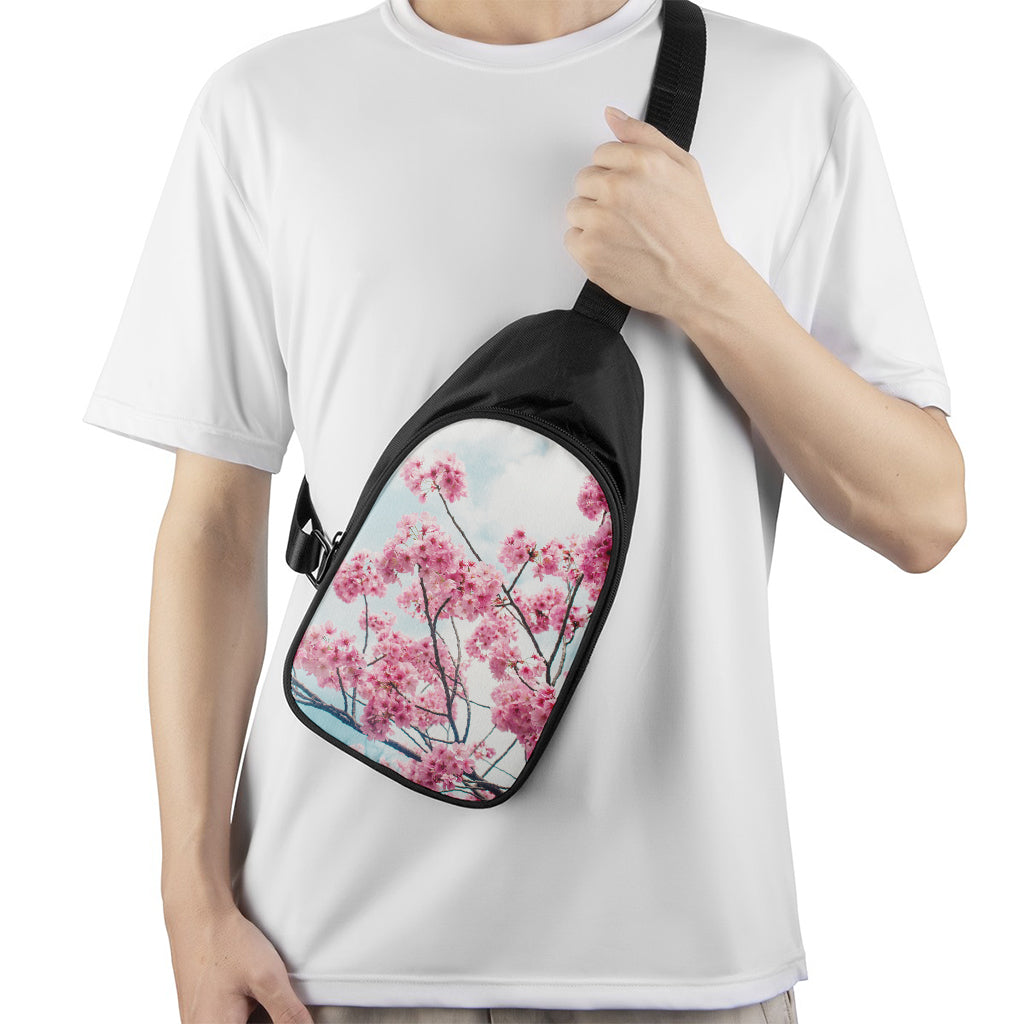 Pink Cherry Blossom Print Chest Bag