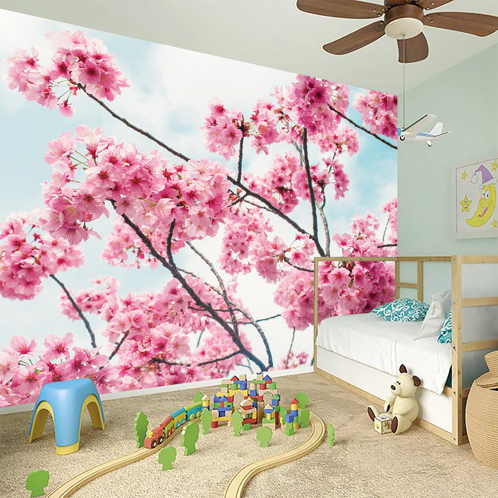 Pink Cherry Blossom Print Wall Sticker
