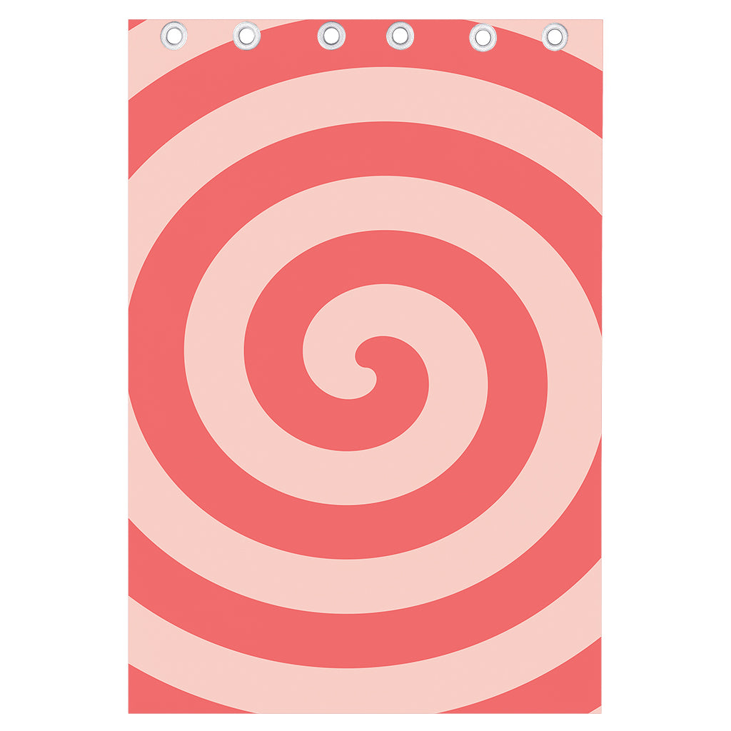 Pink Circle Swirl Print Curtain