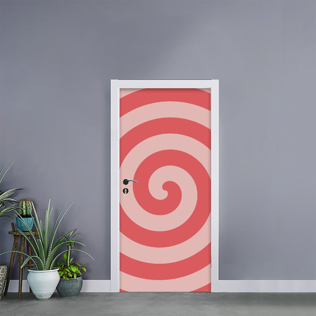 Pink Circle Swirl Print Door Sticker