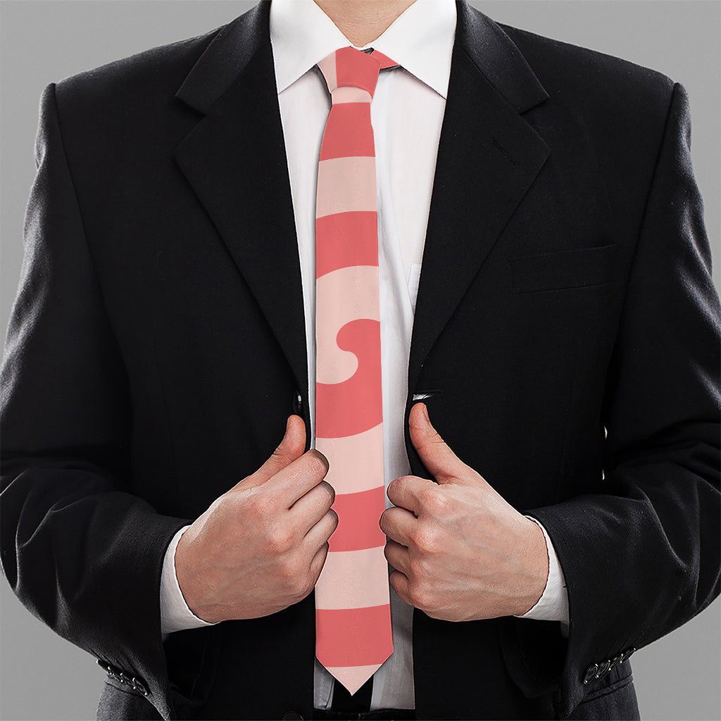 Pink Circle Swirl Print Necktie