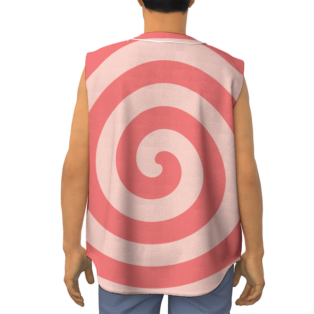 Pink Circle Swirl Print Sleeveless Baseball Jersey