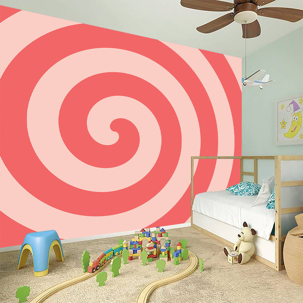 Pink Circle Swirl Print Wall Sticker