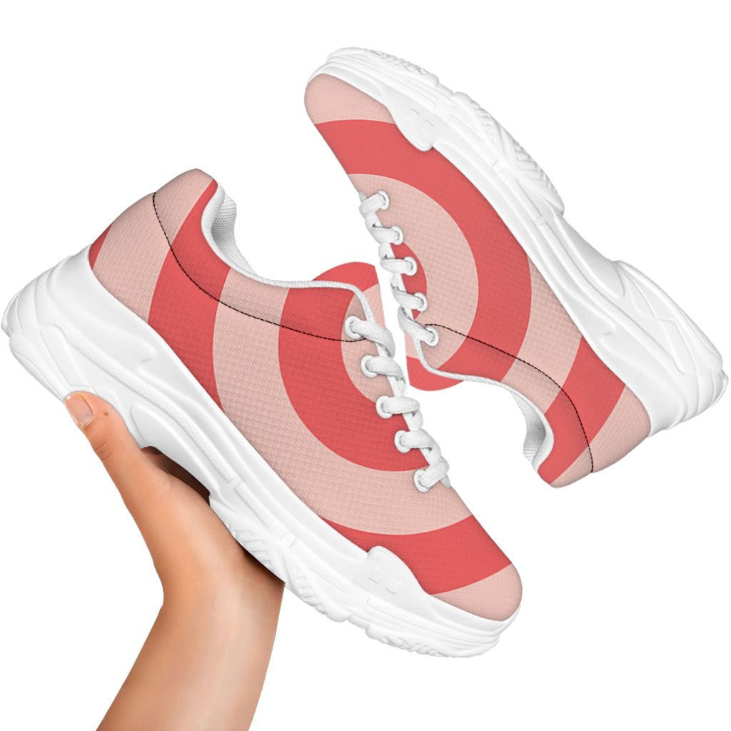 Pink Circle Swirl Print White Chunky Shoes