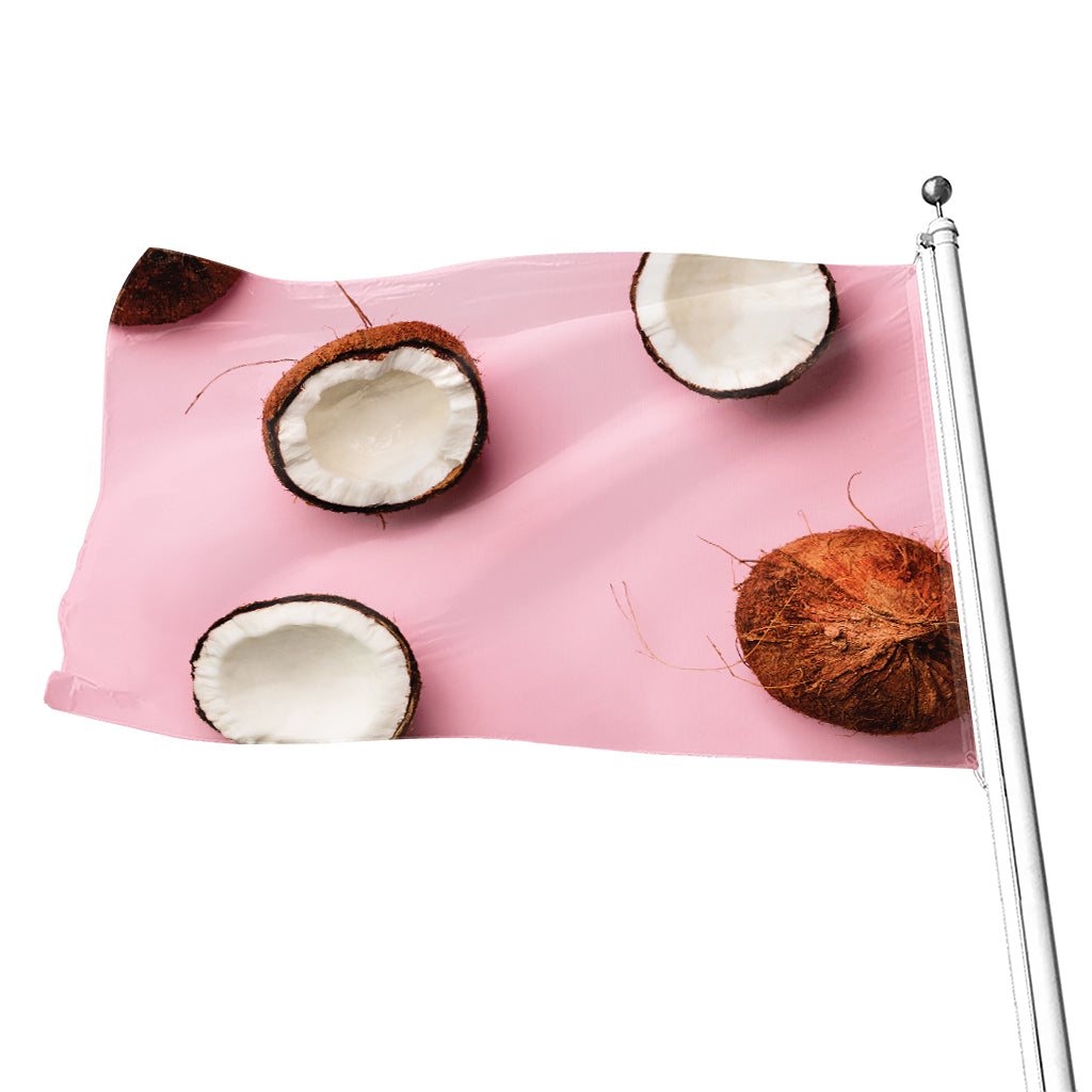 Pink Coconut Pattern Print Flag