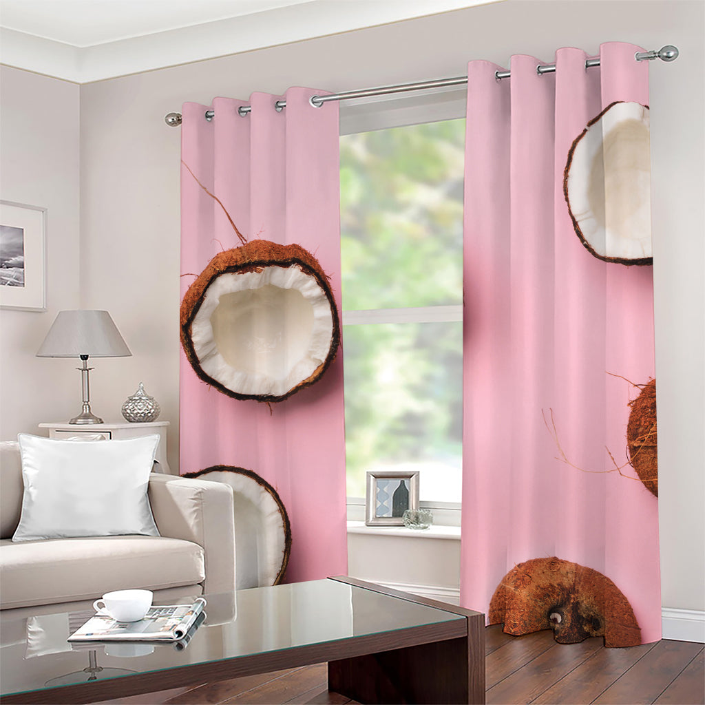 Pink Coconut Pattern Print Grommet Curtains