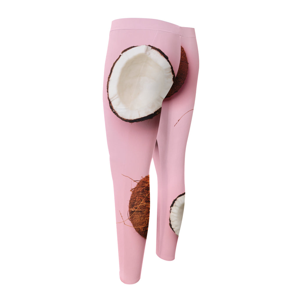 Pink Coconut Pattern Print Men's Compression Pants