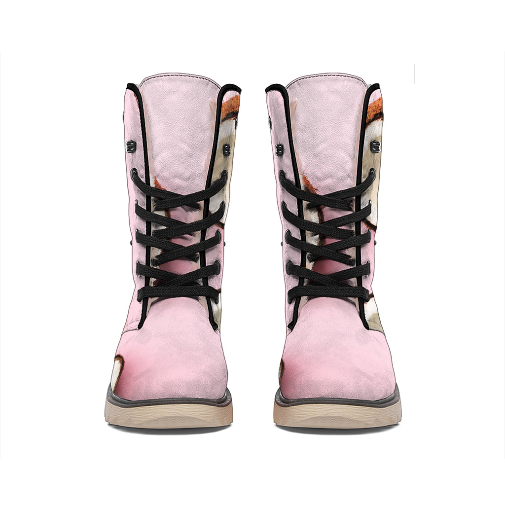 Pink Coconut Pattern Print Winter Boots