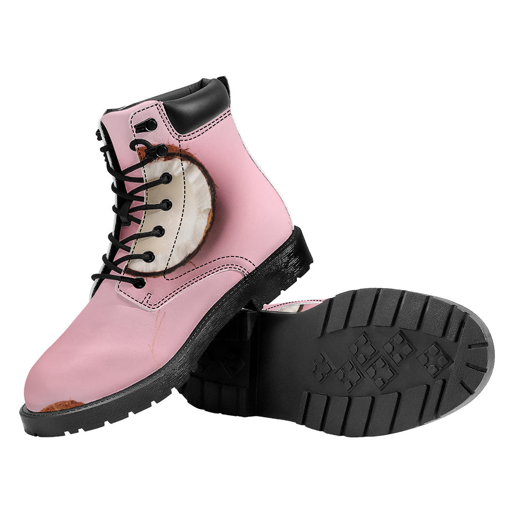 Pink Coconut Pattern Print Work Boots