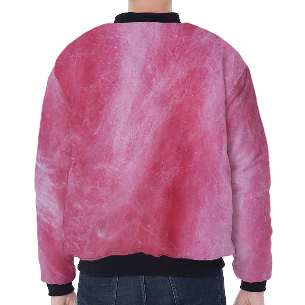 Pink Cotton Candy Print Zip Sleeve Bomber Jacket