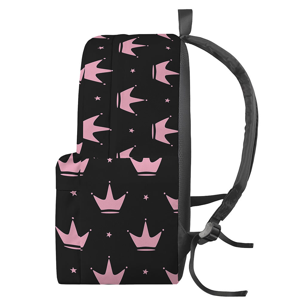 Pink Crown Pattern Print Backpack