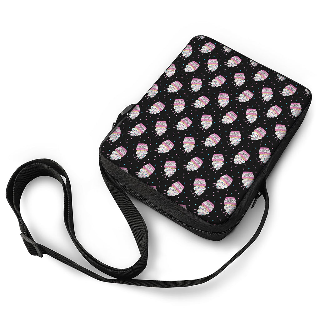 Pink Cupcake Pattern Print Rectangular Crossbody Bag