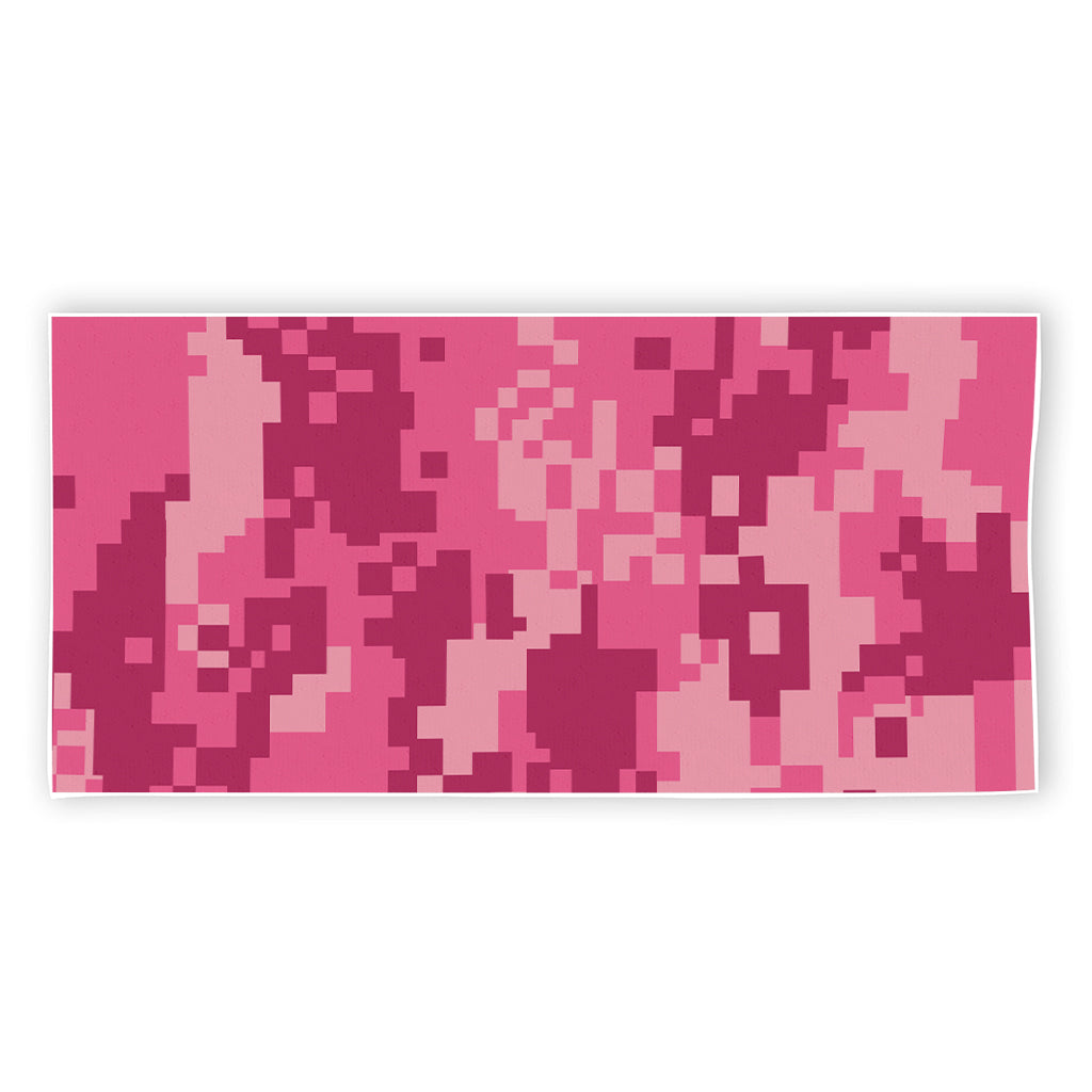 Pink Digital Camo Pattern Print Beach Towel