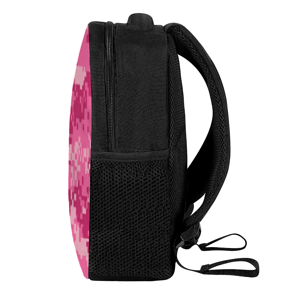Pink Digital Camo Pattern Print Casual Backpack