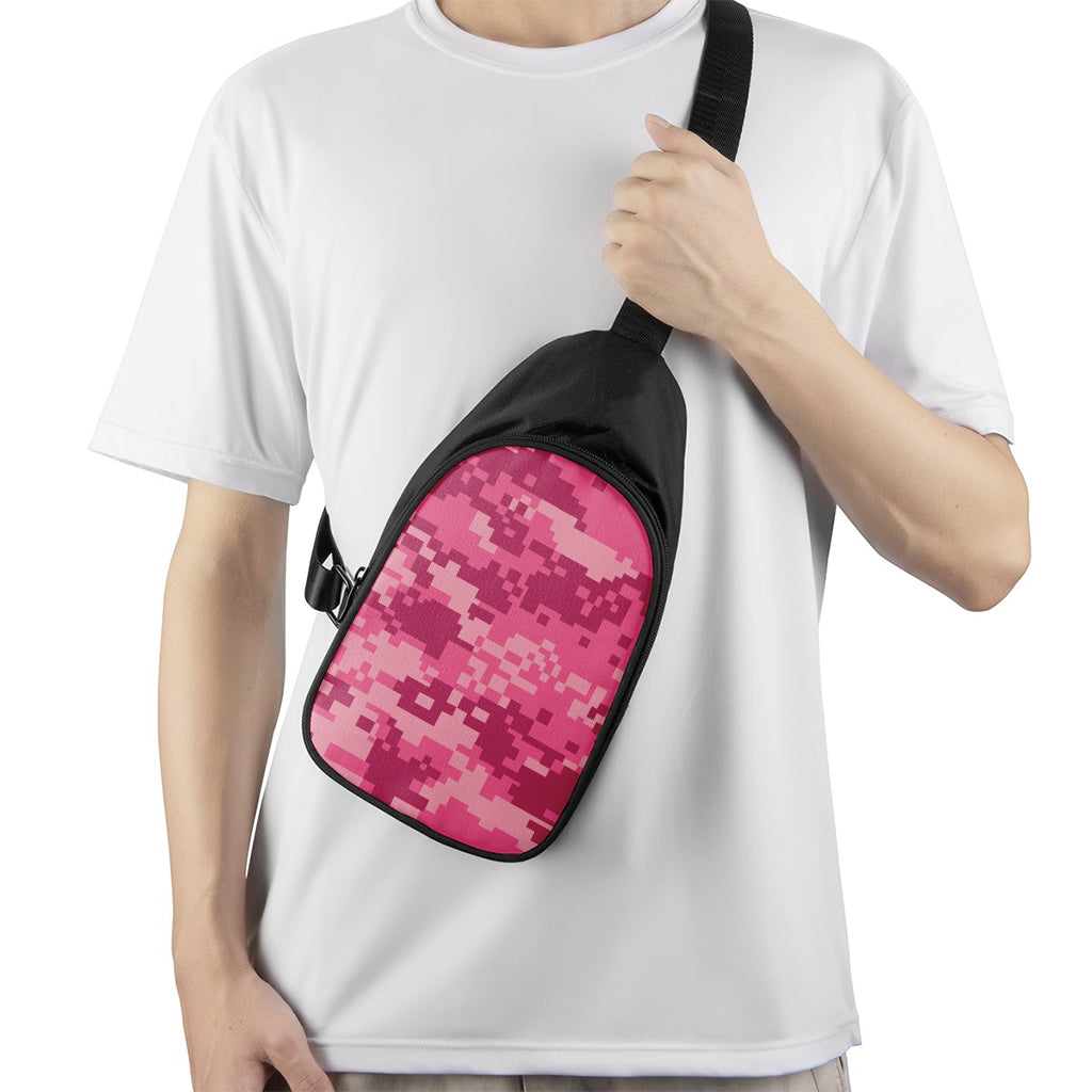 Pink Digital Camo Pattern Print Chest Bag