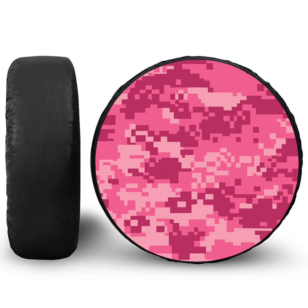 Pink Digital Camo Pattern Print Tire Cover