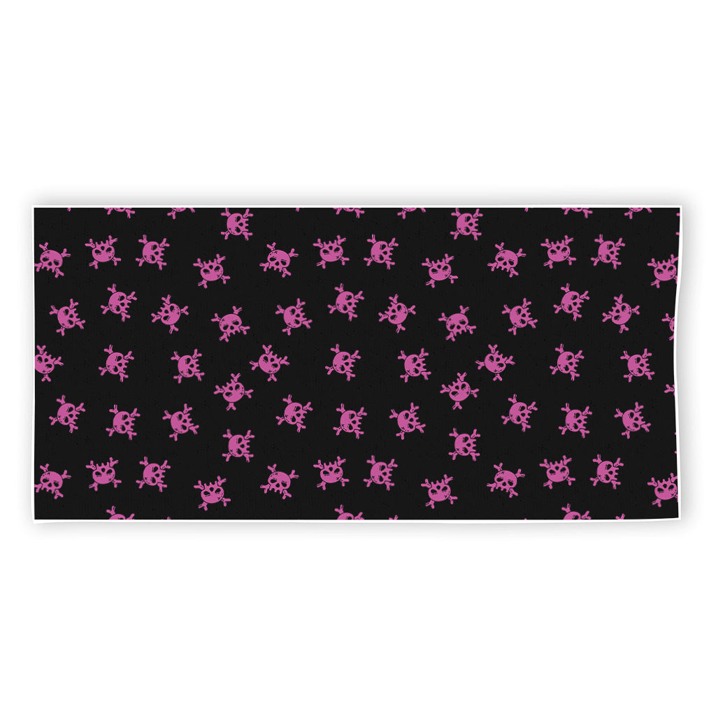 Pink Emo Skull Pattern Print Beach Towel