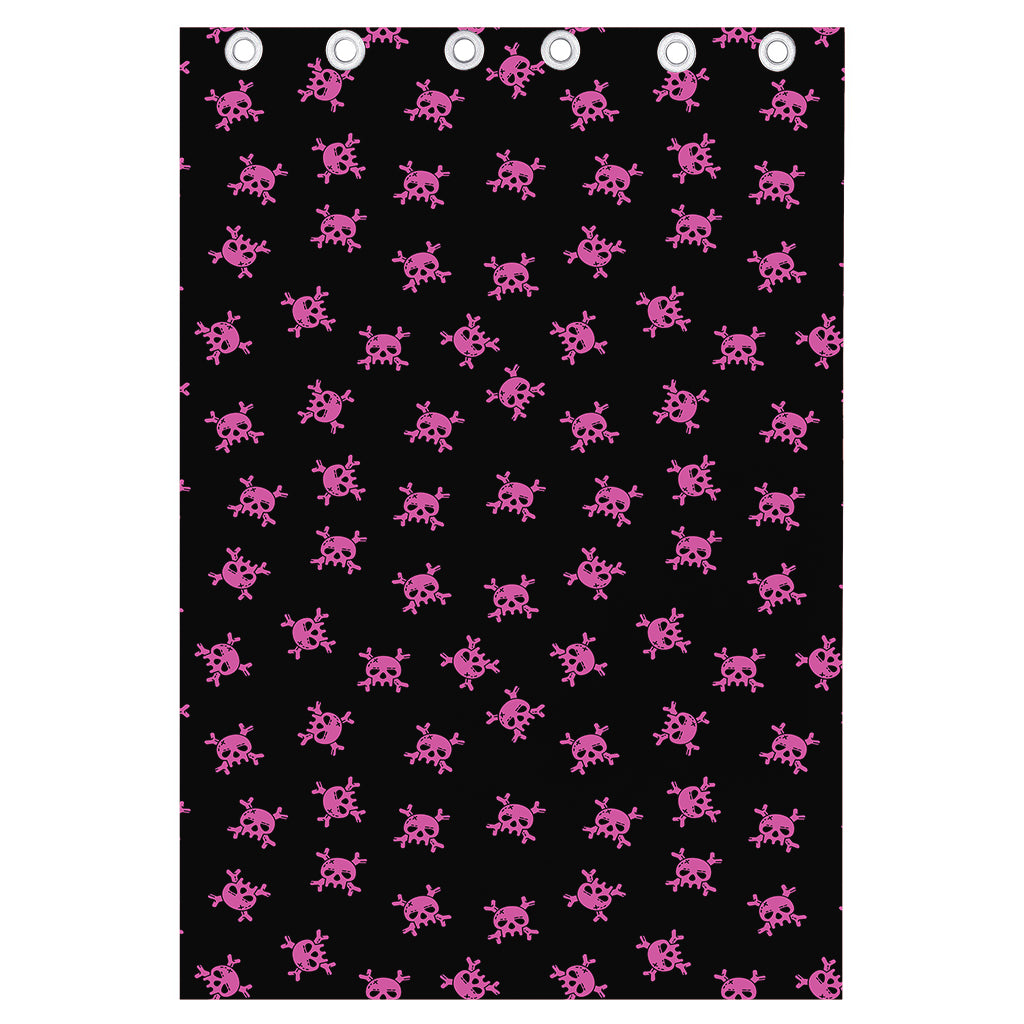 Pink Emo Skull Pattern Print Curtain