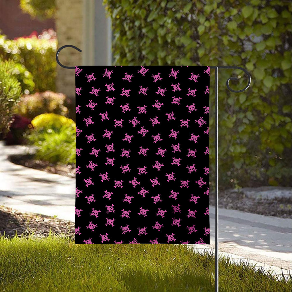 Pink Emo Skull Pattern Print House Flag