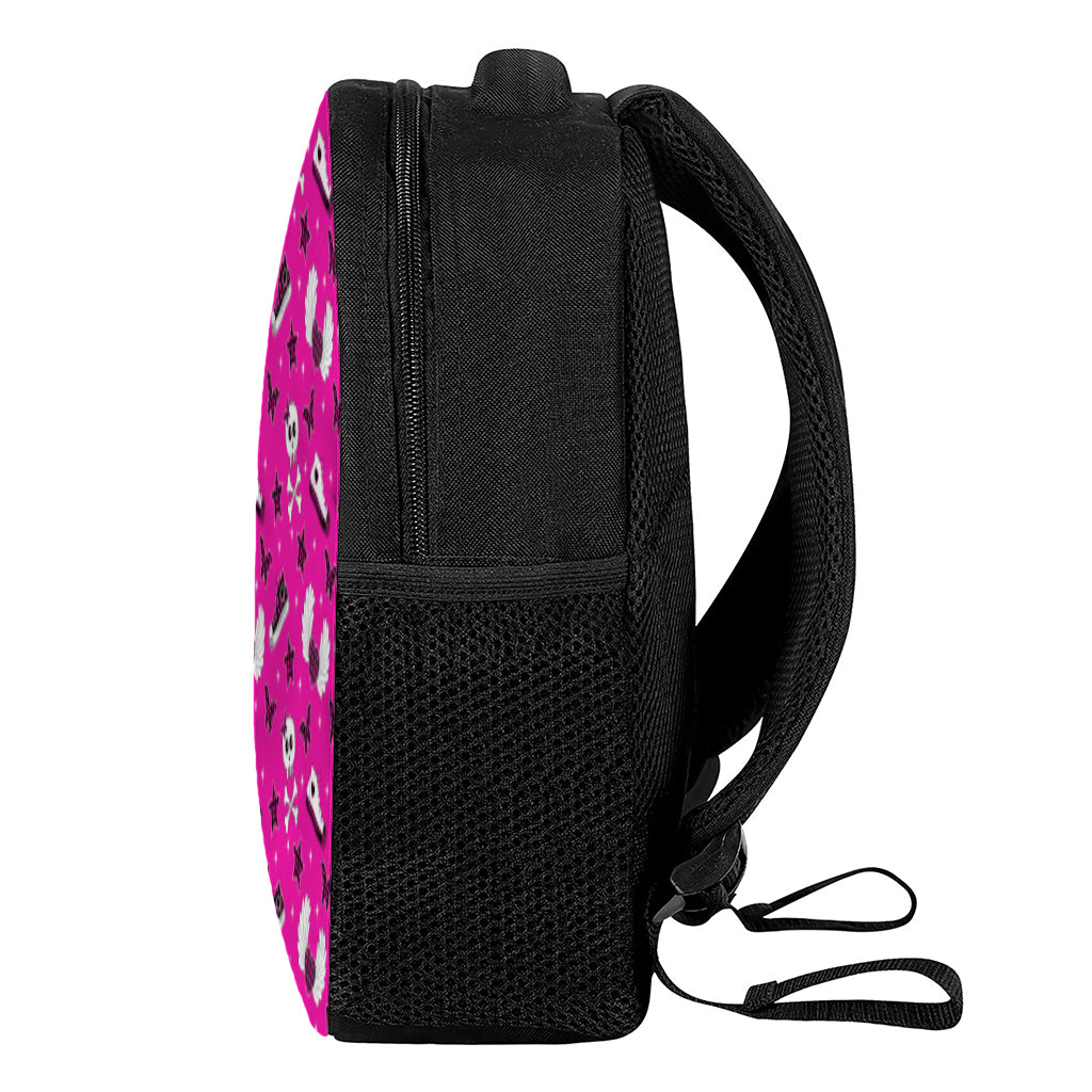 Pink Emo Symbols Pattern Print Casual Backpack