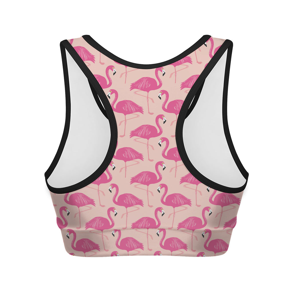 Pink Flamingo Pattern Print Women's Sports Bra