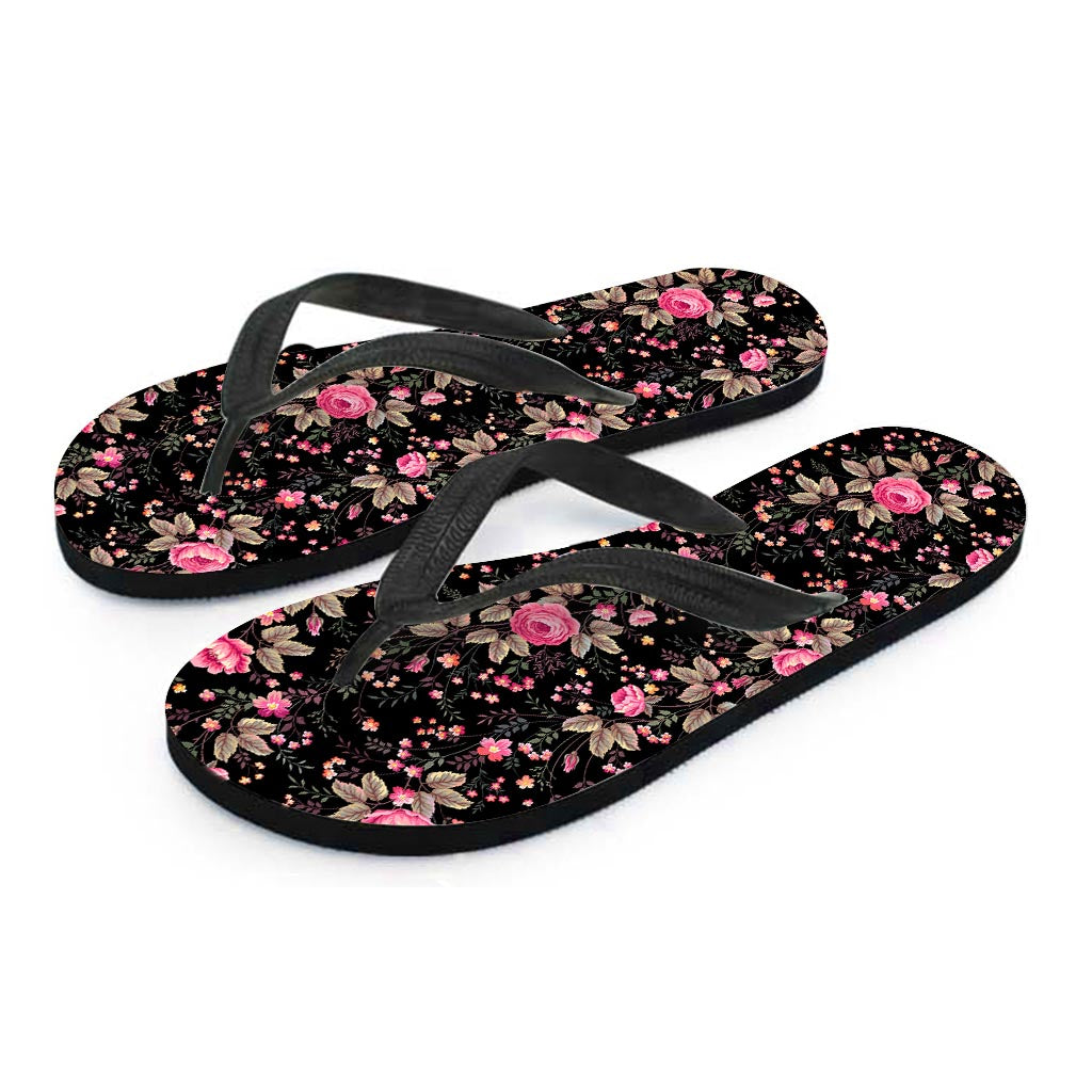 Pink Floral Flower Pattern Print Flip Flops