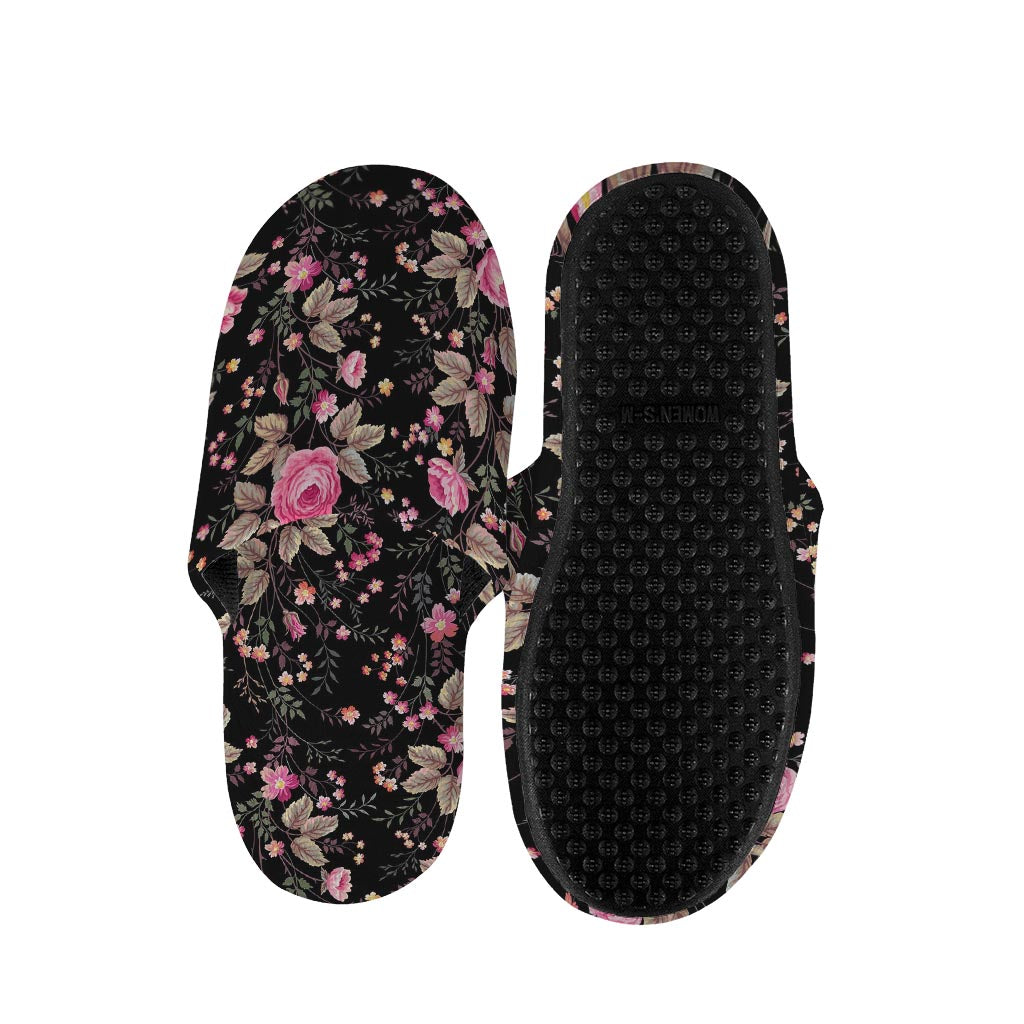 Pink Floral Flower Pattern Print Slippers