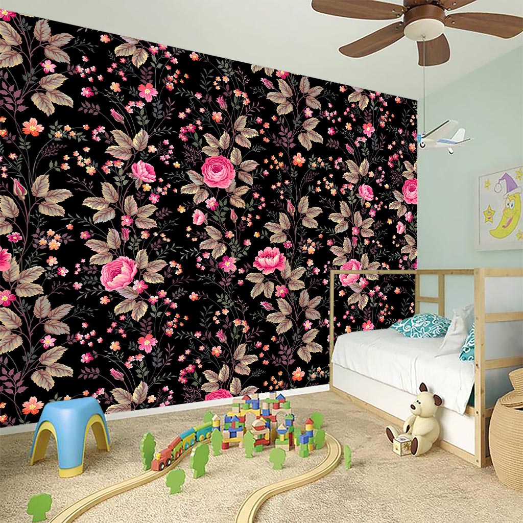 Pink Floral Flower Pattern Print Wall Sticker