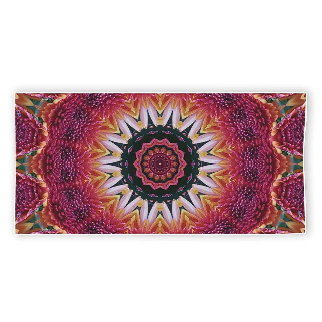 Pink Flower Kaleidoscope Print Beach Towel