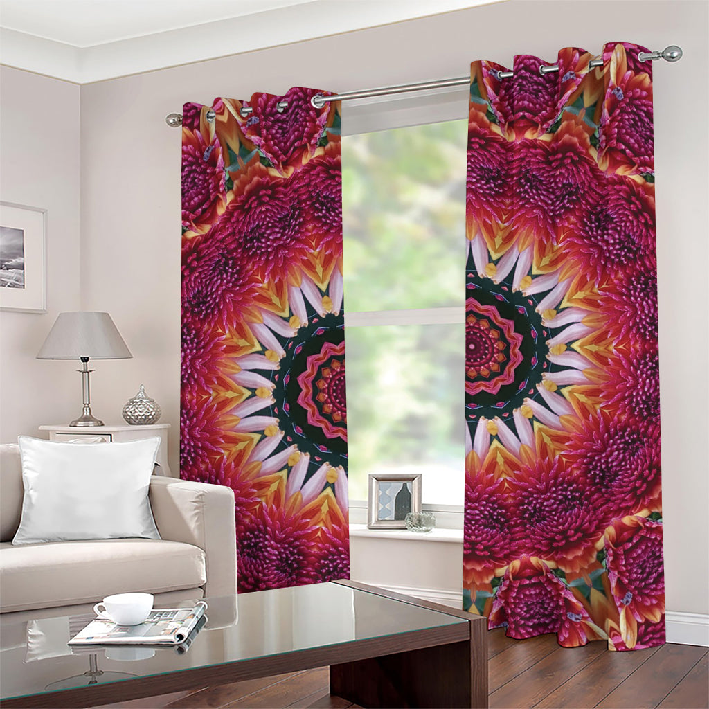Pink Flower Kaleidoscope Print Grommet Curtains