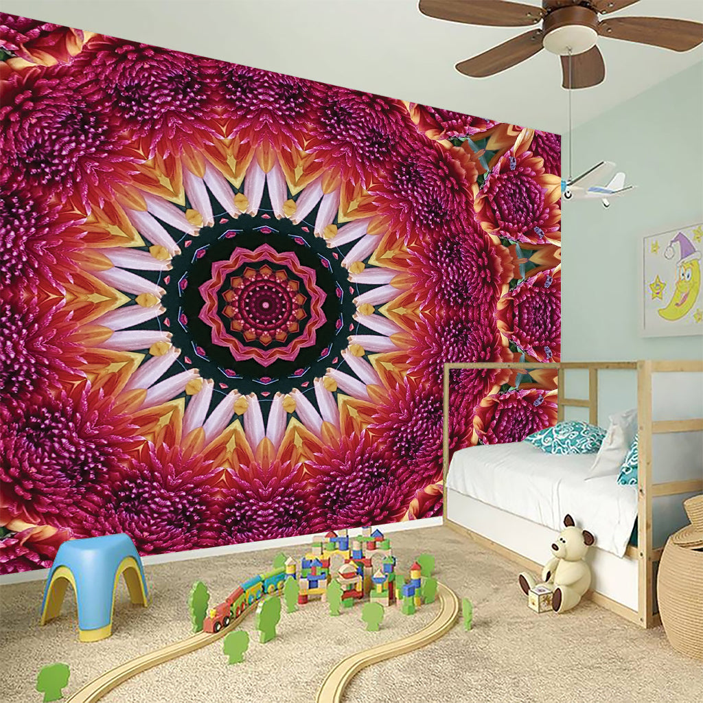 Pink Flower Kaleidoscope Print Wall Sticker