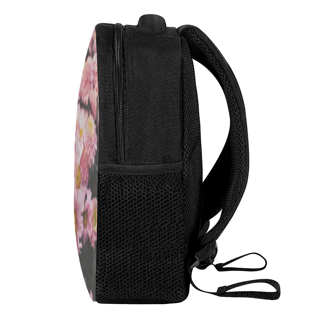 Pink Flowers Print Casual Backpack