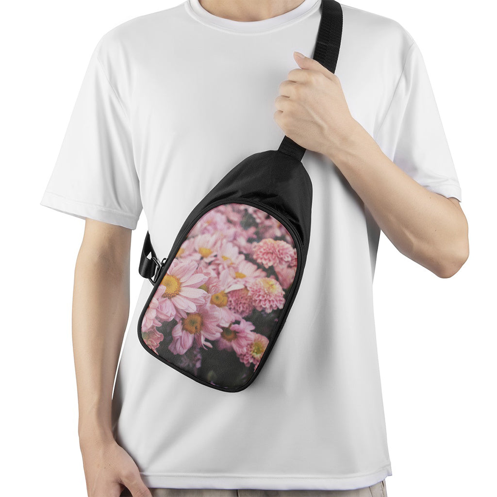 Pink Flowers Print Chest Bag