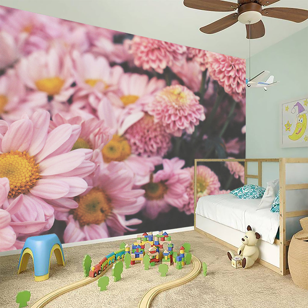 Pink Flowers Print Wall Sticker