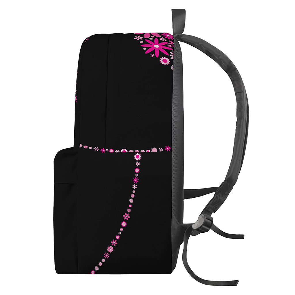 Pink Flowers Yin Yang Print Backpack