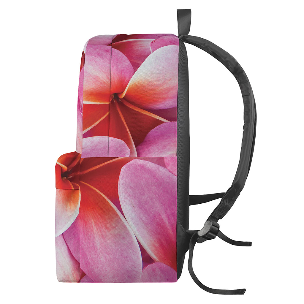 Pink Frangipani Flower Print Backpack