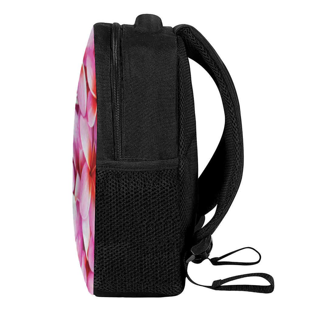 Pink Frangipani Flower Print Casual Backpack