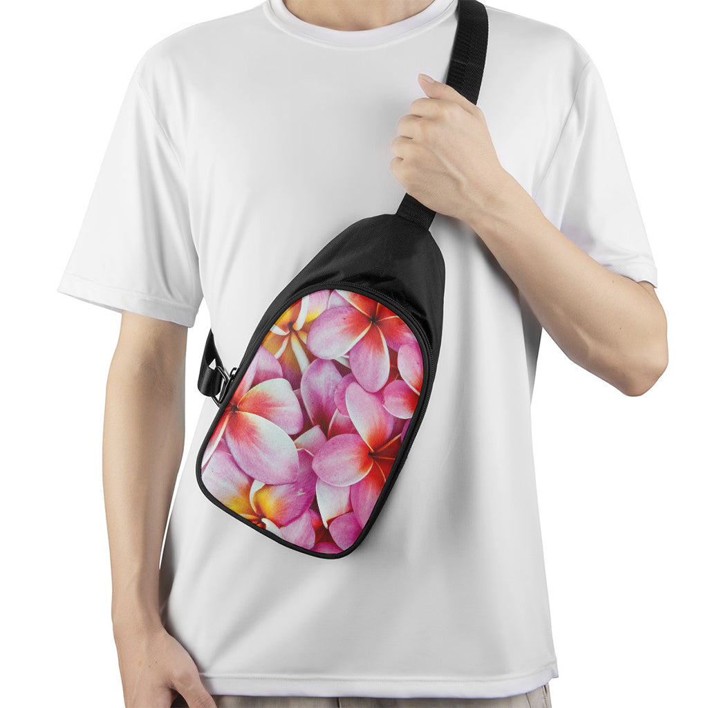 Pink Frangipani Flower Print Chest Bag