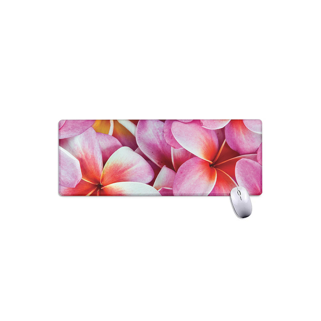 Pink Frangipani Flower Print Extended Mouse Pad