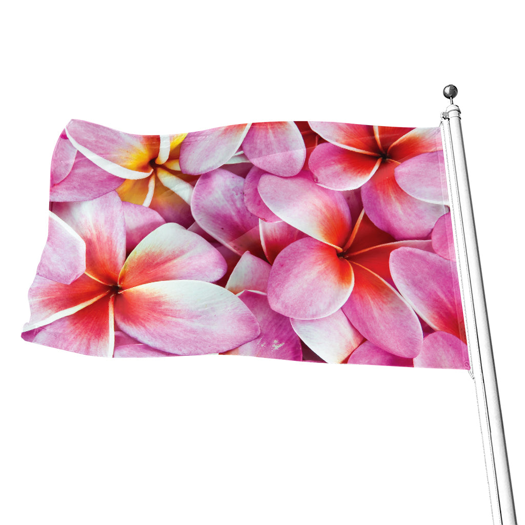 Pink Frangipani Flower Print Flag