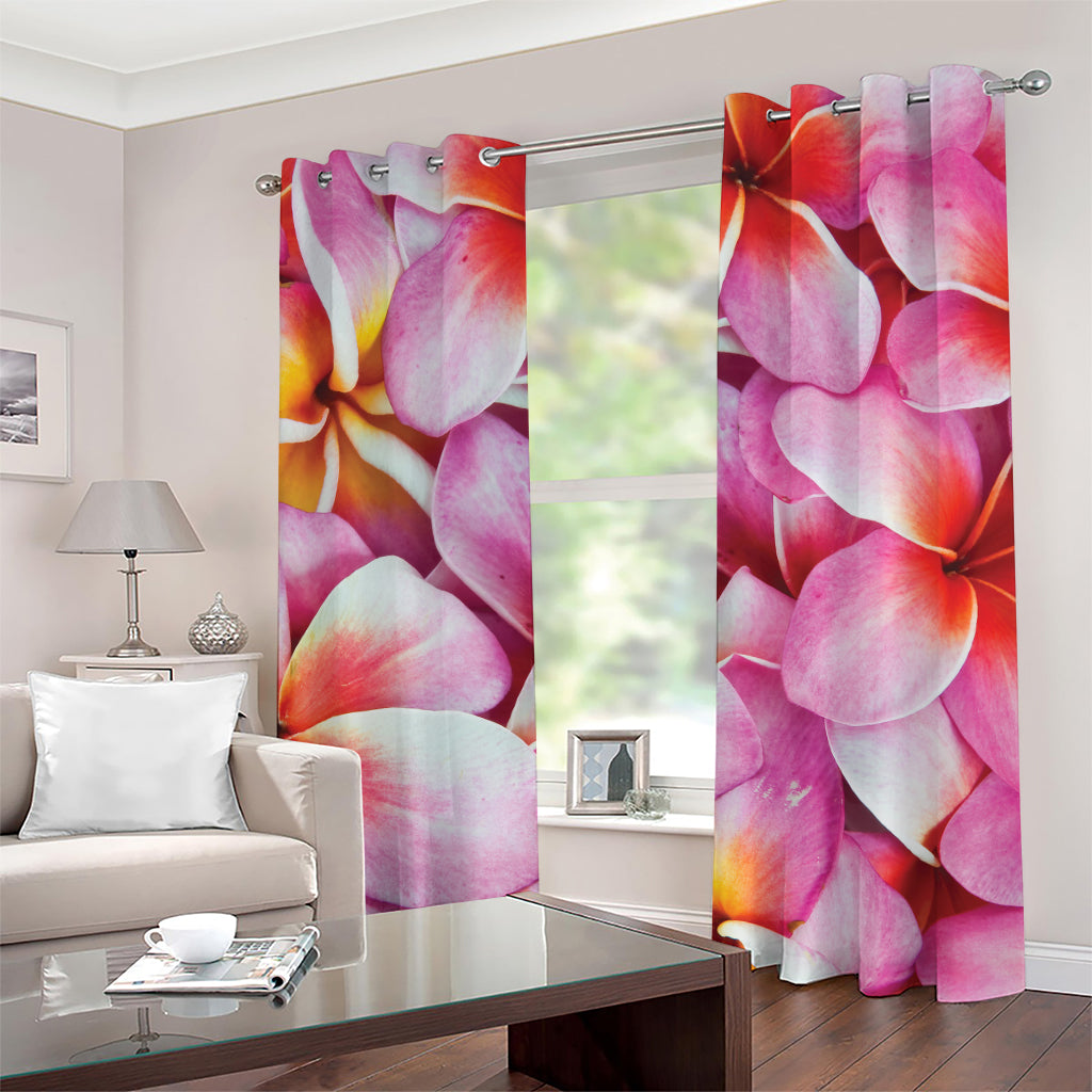 Pink Frangipani Flower Print Grommet Curtains