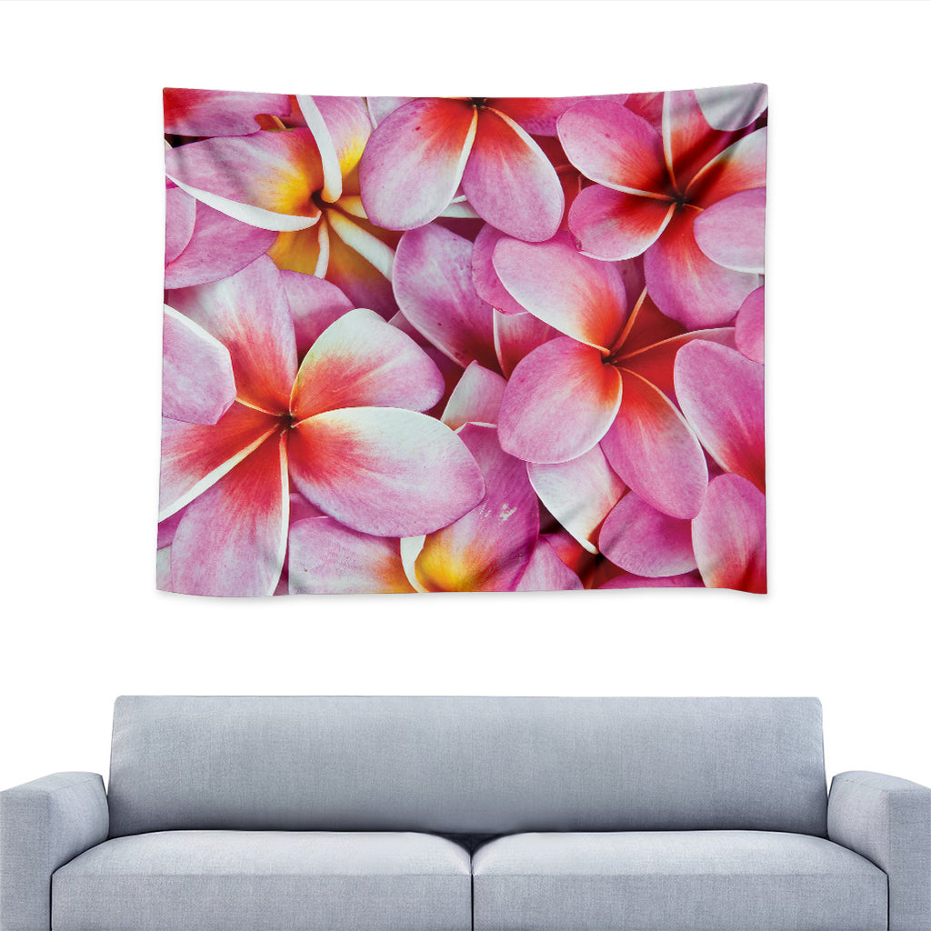 Pink Frangipani Flower Print Tapestry