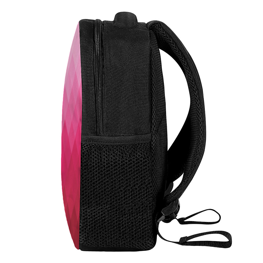 Pink Geometric Square Pattern Print Casual Backpack