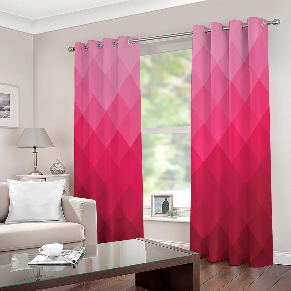 Pink Geometric Square Pattern Print Extra Wide Grommet Curtains