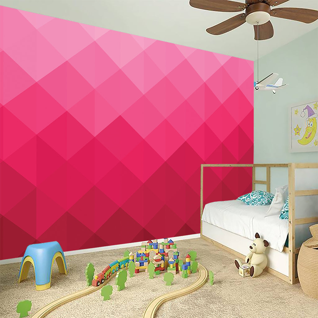Pink Geometric Square Pattern Print Wall Sticker