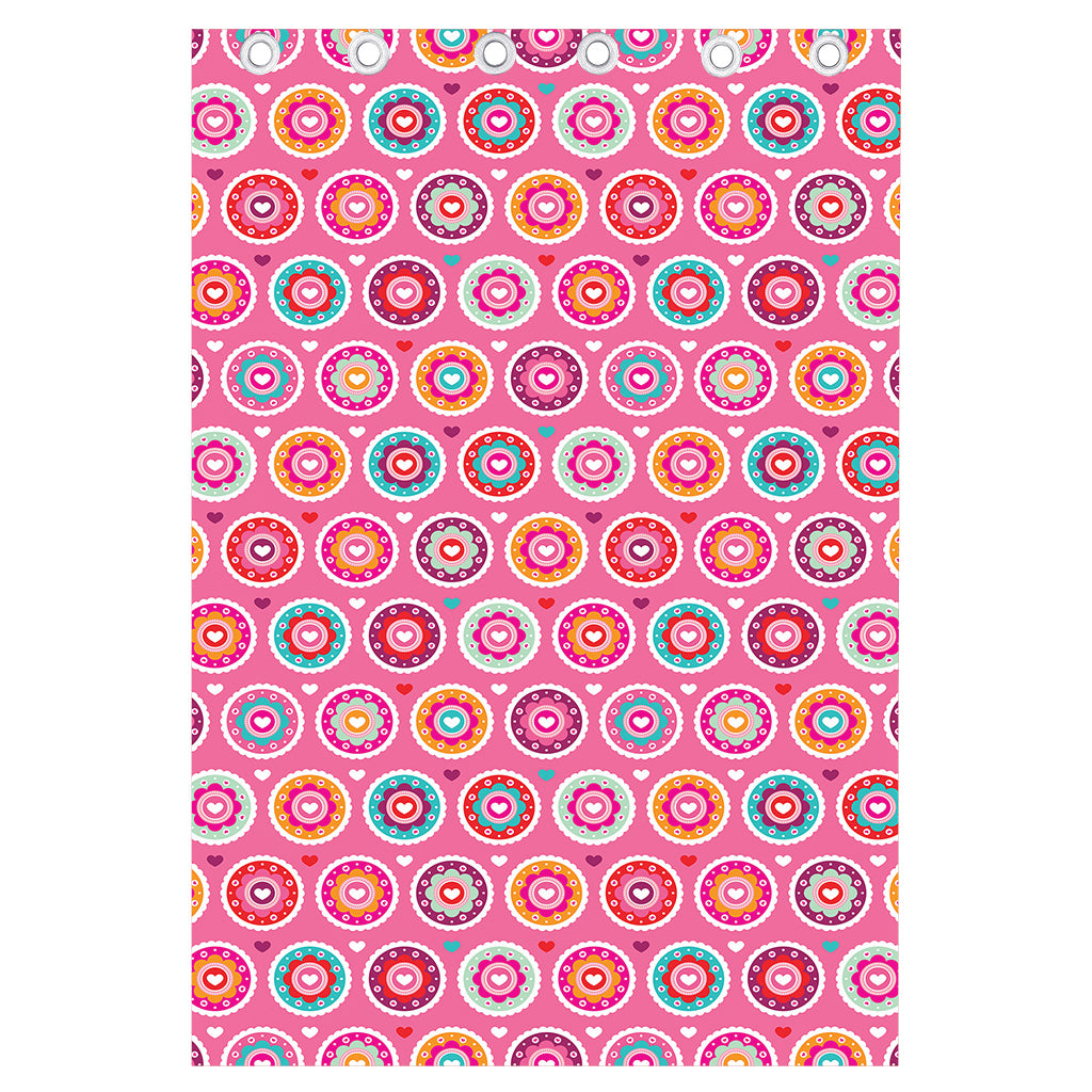 Pink Girly Flower Pattern Print Curtain