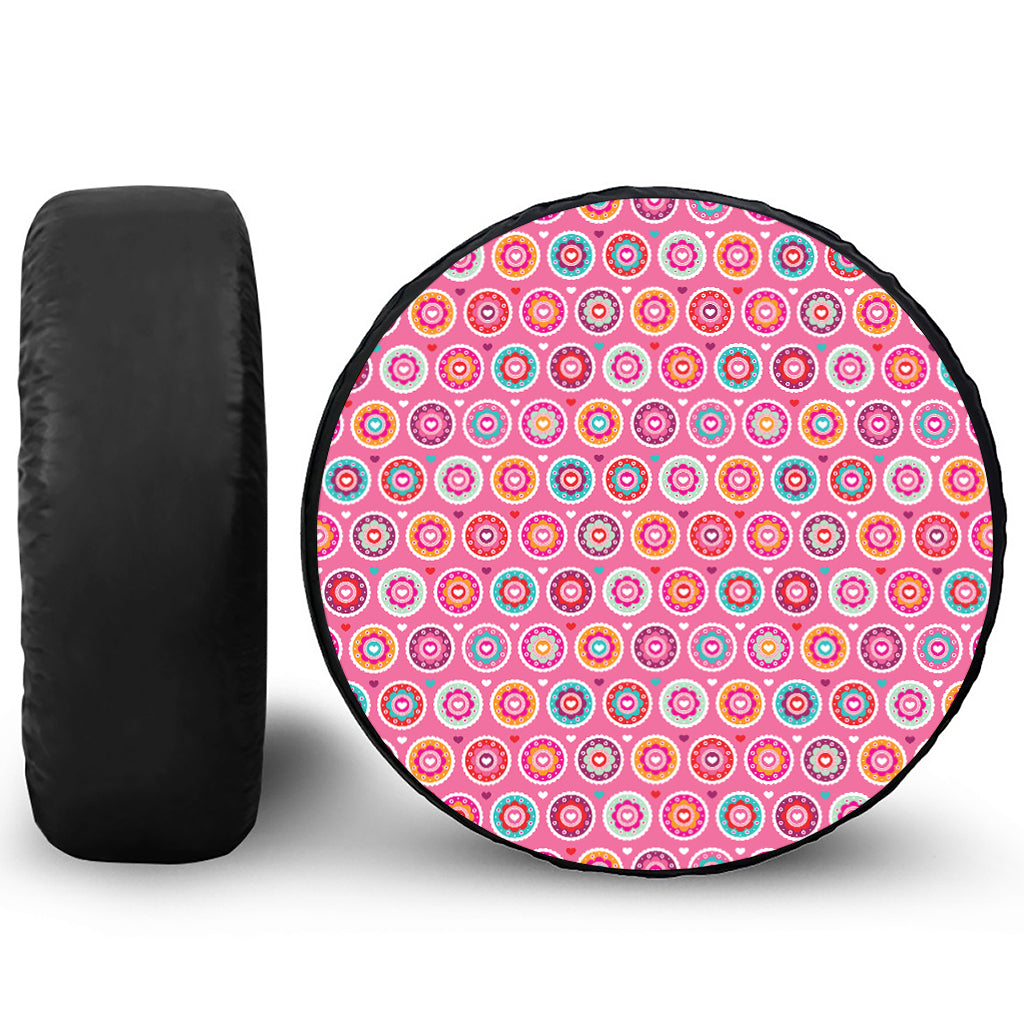 Pink Girly Flower Pattern Print Tire Cover