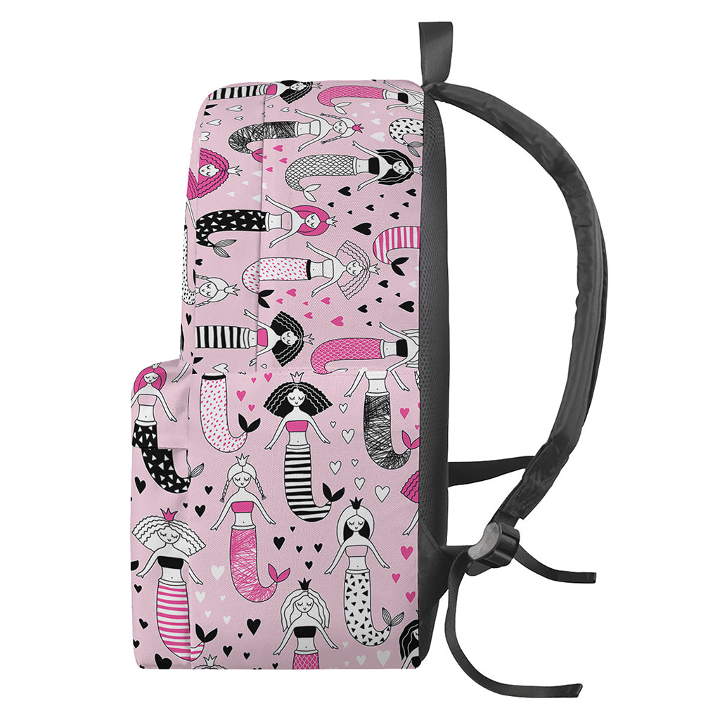 Pink Girly Mermaid Pattern Print Backpack